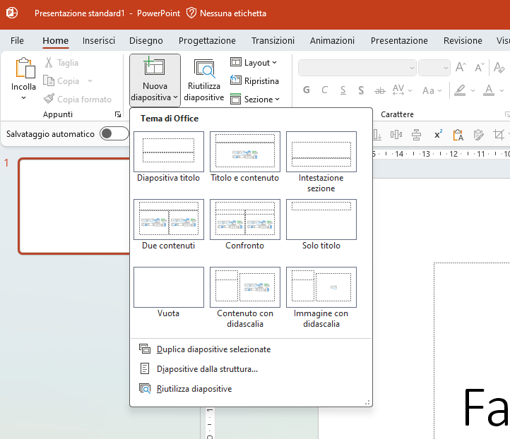 powerpoint nuova slide